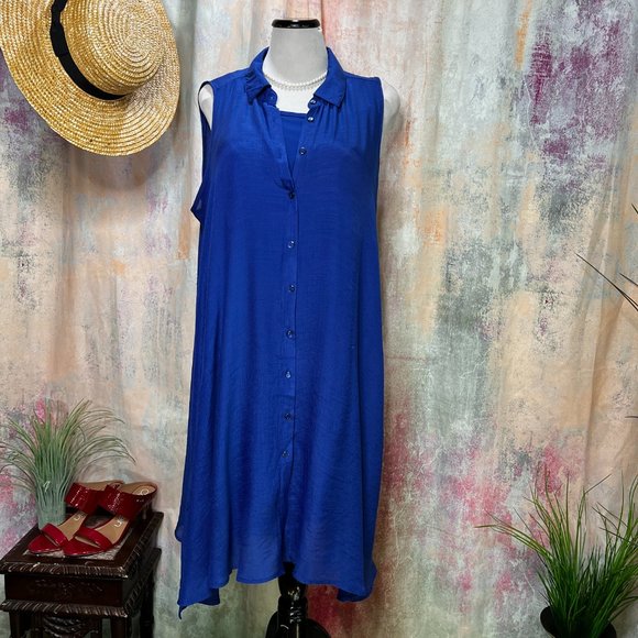 📌mile gabrielle Casual A-Line Sleeveless Button Down Dress - Picture 1 of 14